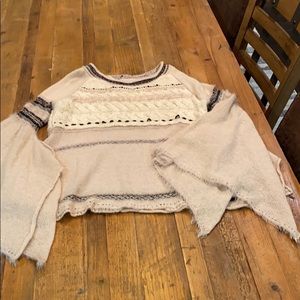 NWOT Free People Beige Cream Wide Sleeve Sweater